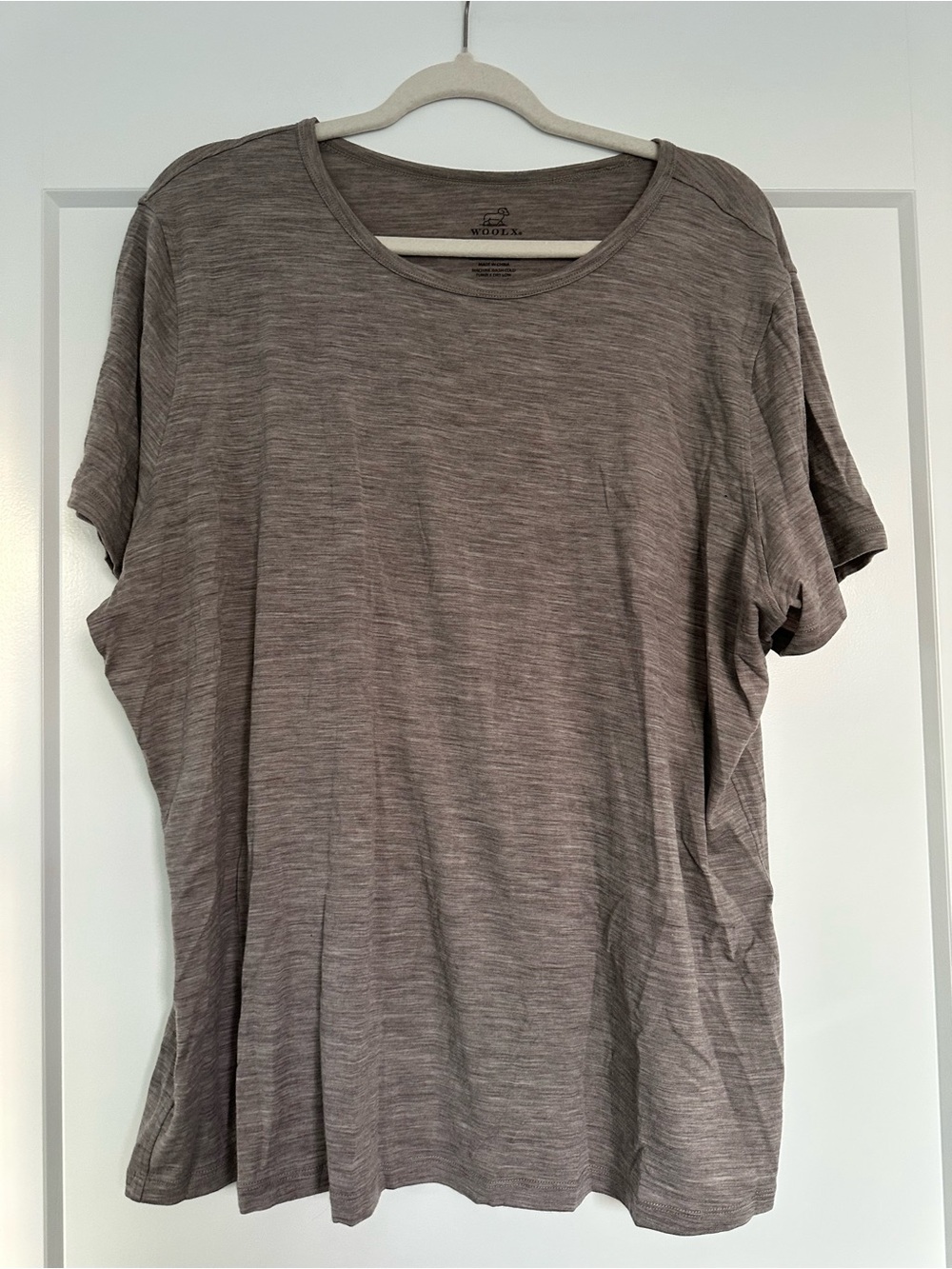 Woolx Men's Short Sleeve Crewneck Tee in Heather Taupe